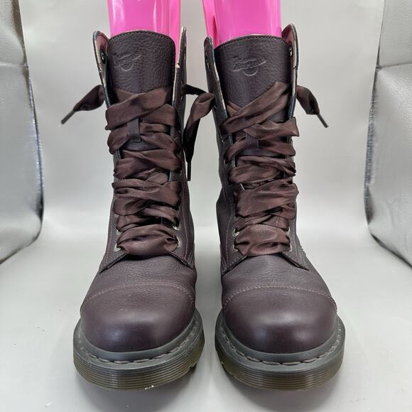 Dr Martens Aimilie Women’s Sz 8 Union Jack Flag Combat Fold Down Boots Oxblood - Picture 3 of 11